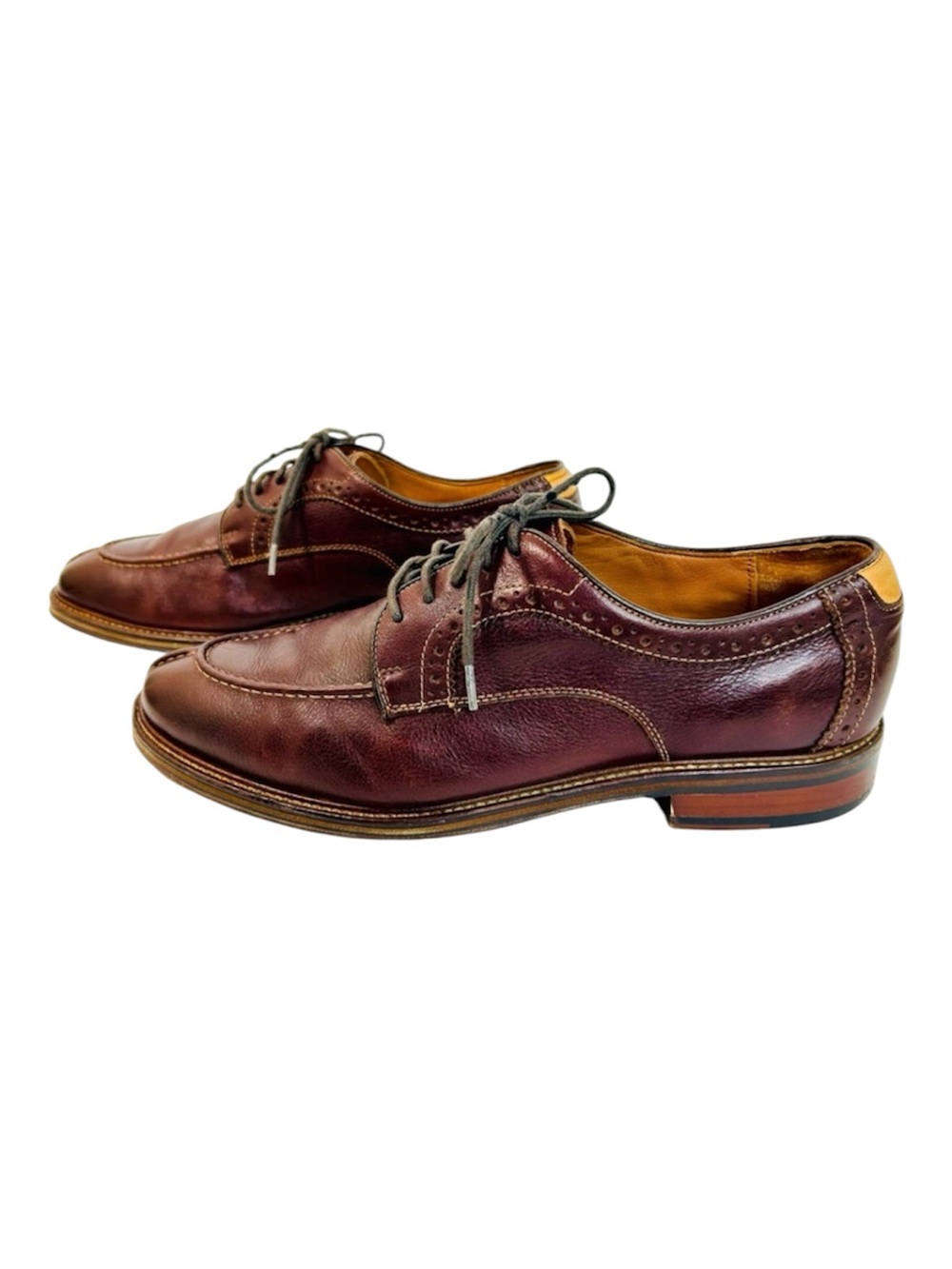 Johnston & Murphy Warner Split Toe Derby Shoes in Brown Sheepskin Leather 9.5D